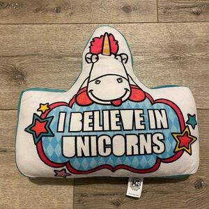 Kids Unicorn Pillow - White and Blue